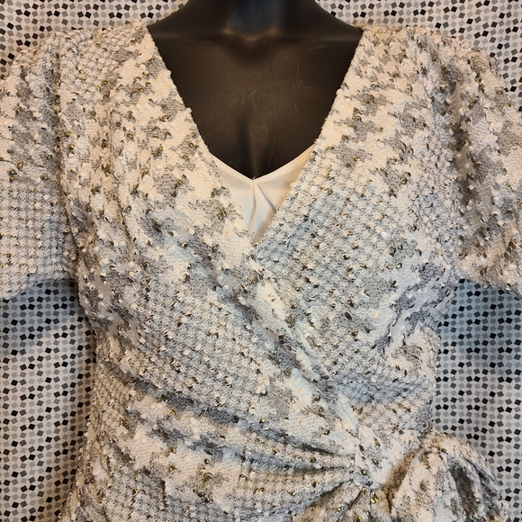 NWT Anthropologie Eva Franco Houndstooth Wrap Blouse Size L 🤍✨️ - Picture 4 of 12